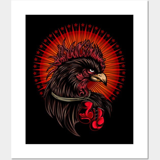 Boxing Rooster Wall Art by adamzworld